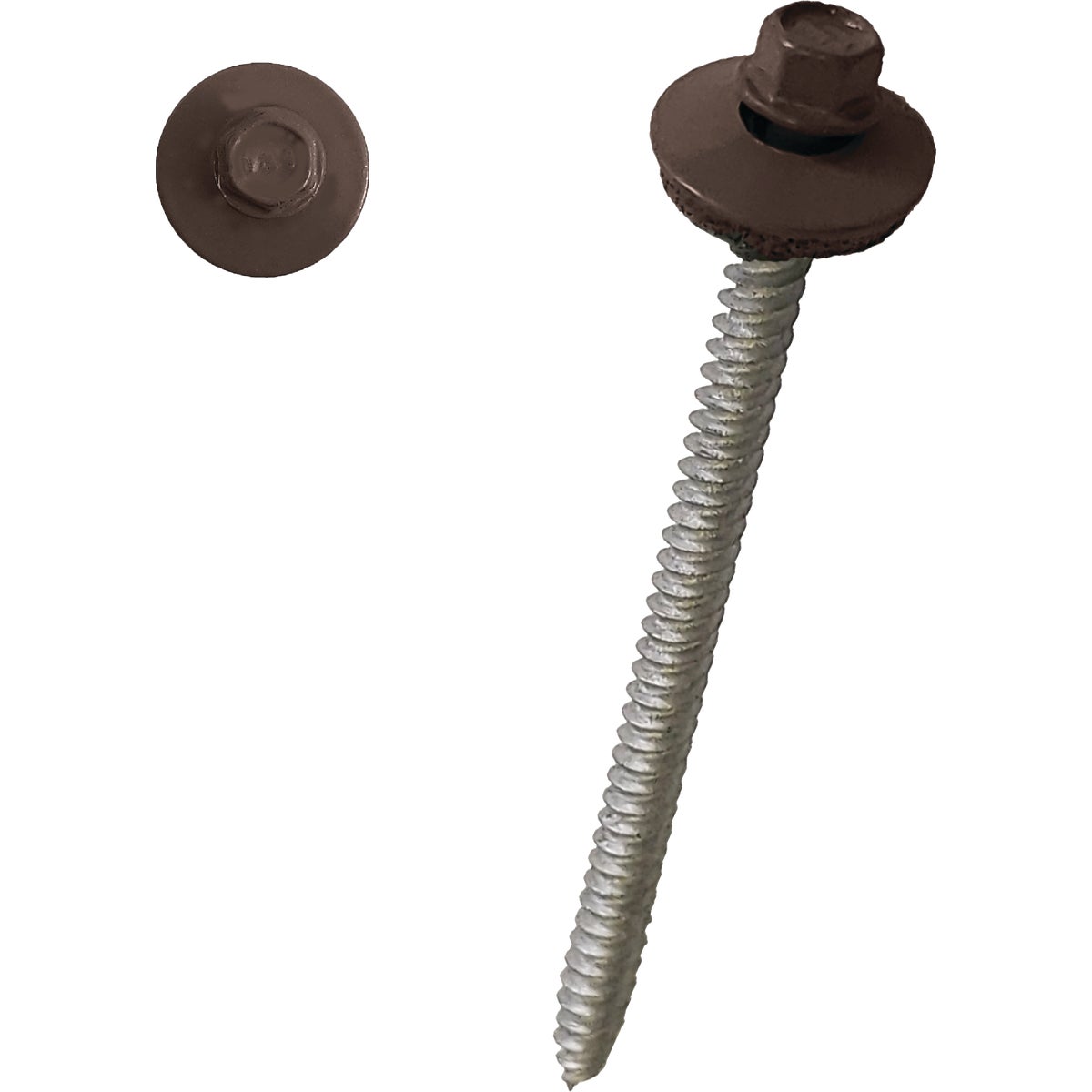 Ondura Premium 3" #9 Powder Coated Brown Roofing Fastener Image 1