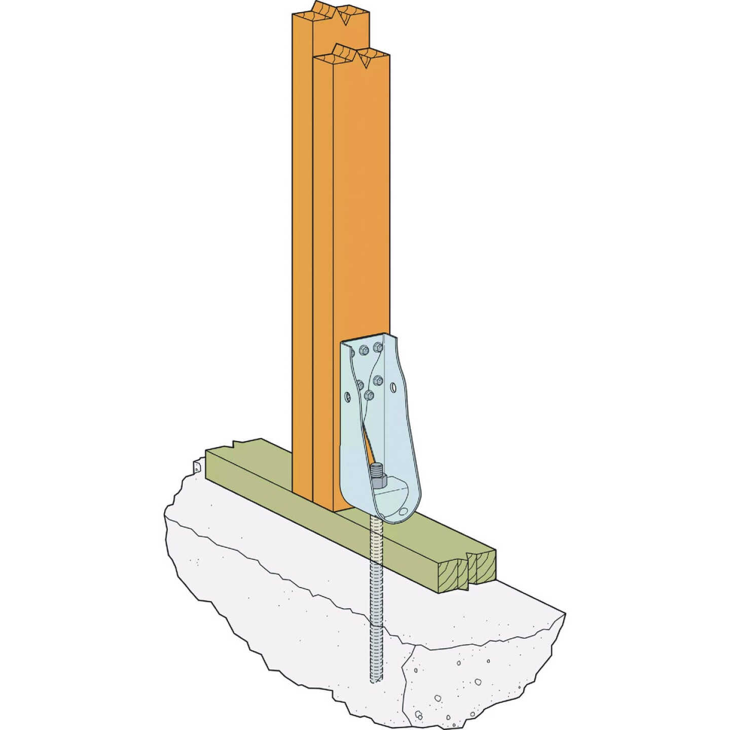 Simpson Strong-Tie 2.89 In. W x 23.2 In. H x 4.25 In. B 12 ga Galvanized Predeflected Holdown Image 3