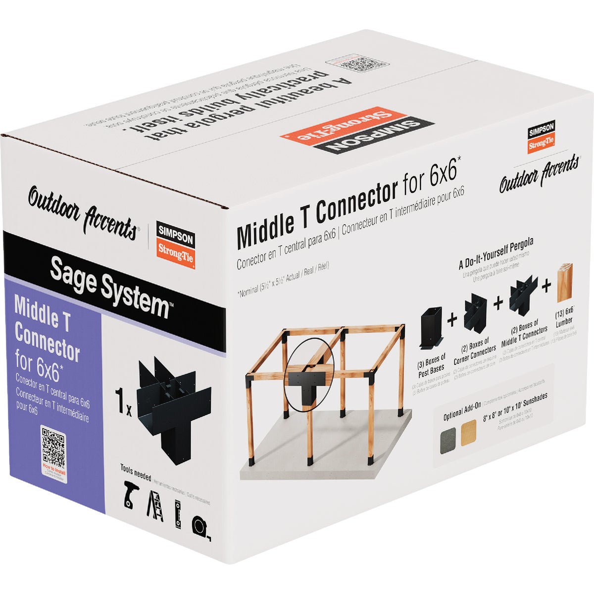 Simpson Strong-Tie Outdoor Accents Sage System Black Powder-Coated Middle-T Connector for 6x6 with Screws Image 5