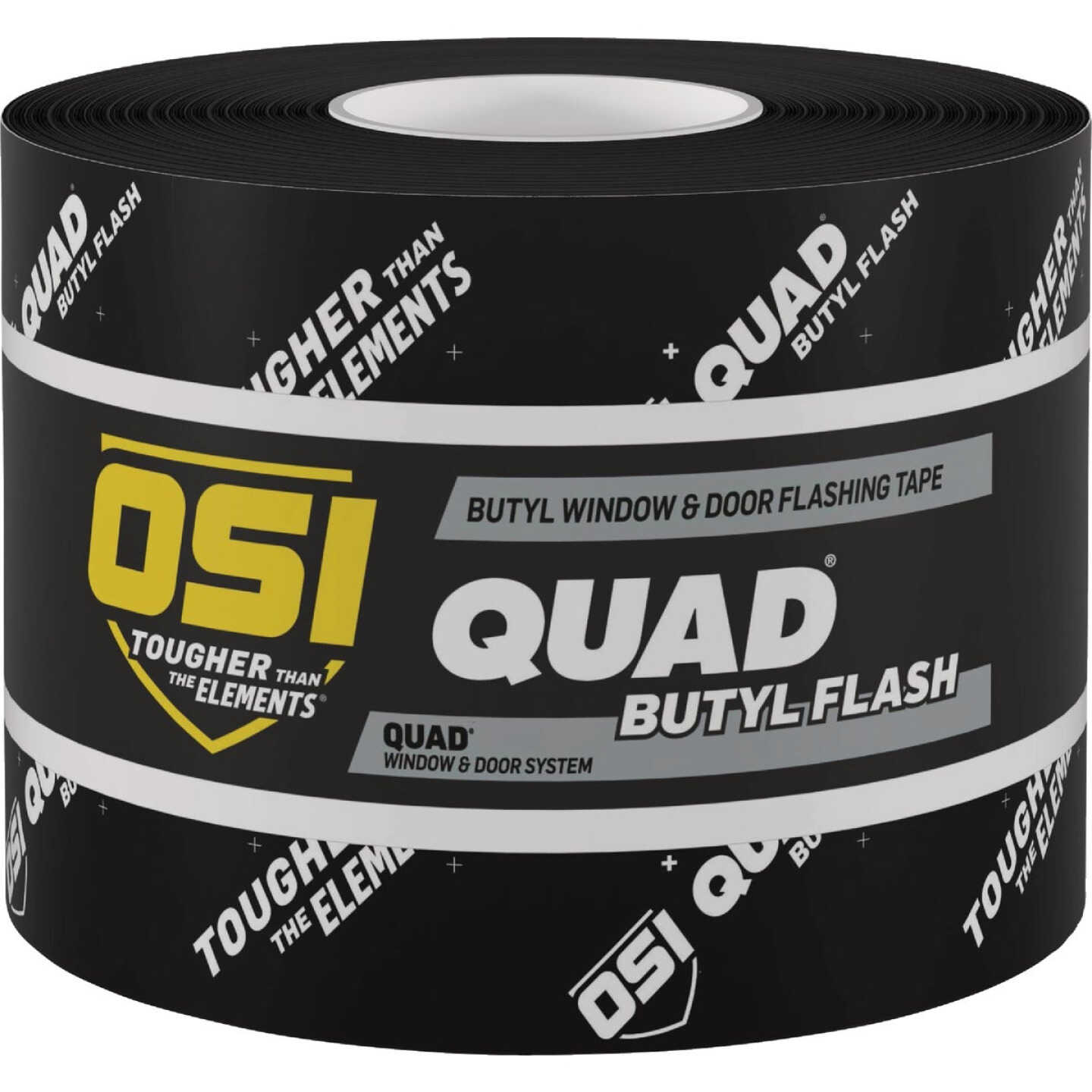 OSI QUAD 9 In. x 75 Ft. Butyl Flash Self-Adhering Flexible Flashing Tape, Black Roll Image 1