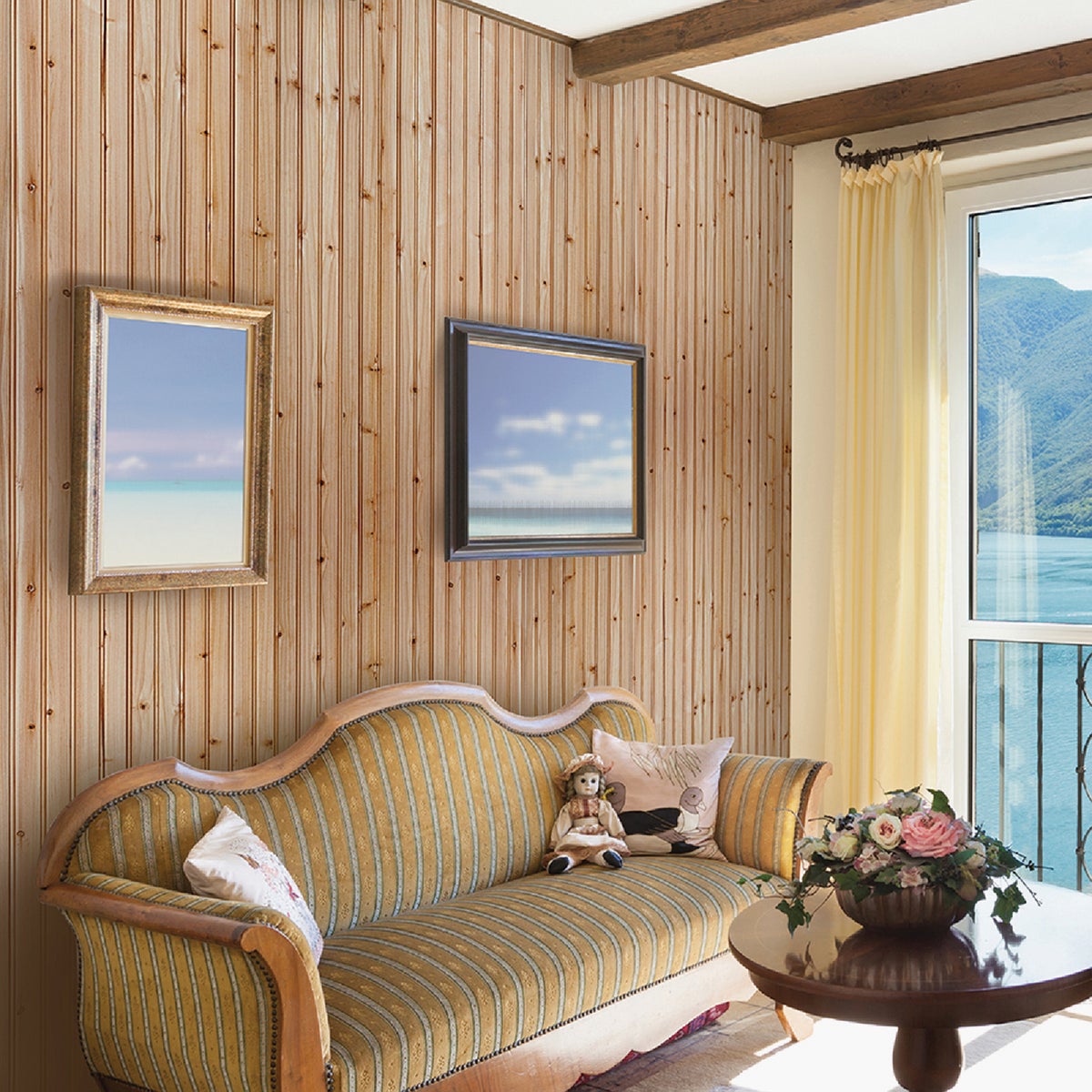 Global Product Sourcing 3-1/2 In. W. x 8 Ft. L. x 5/16 In. Thick Knotty Cedar Reversible Profile Wall Plank (6-Pack) Image 2