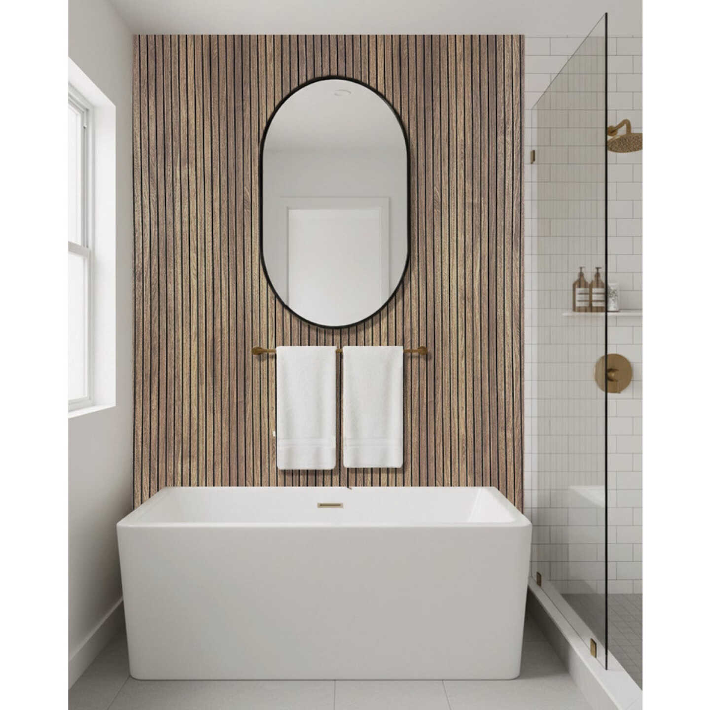 American Pacific 1/4 In. x 4 Ft. x 8 Ft. Fluted Walnut Acoustic Wall Panel Image 3
