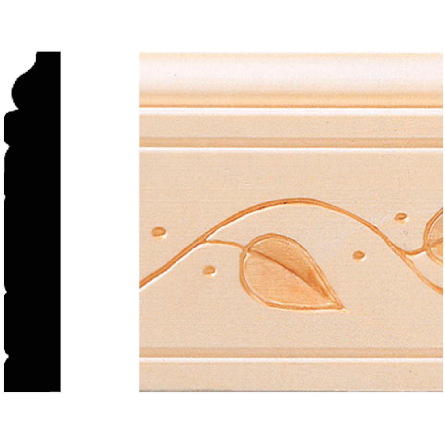 House of Fara 29/64 In. W. x 3 In. H. x 8 Ft. L. Decorative Vine Base Molding Image 1