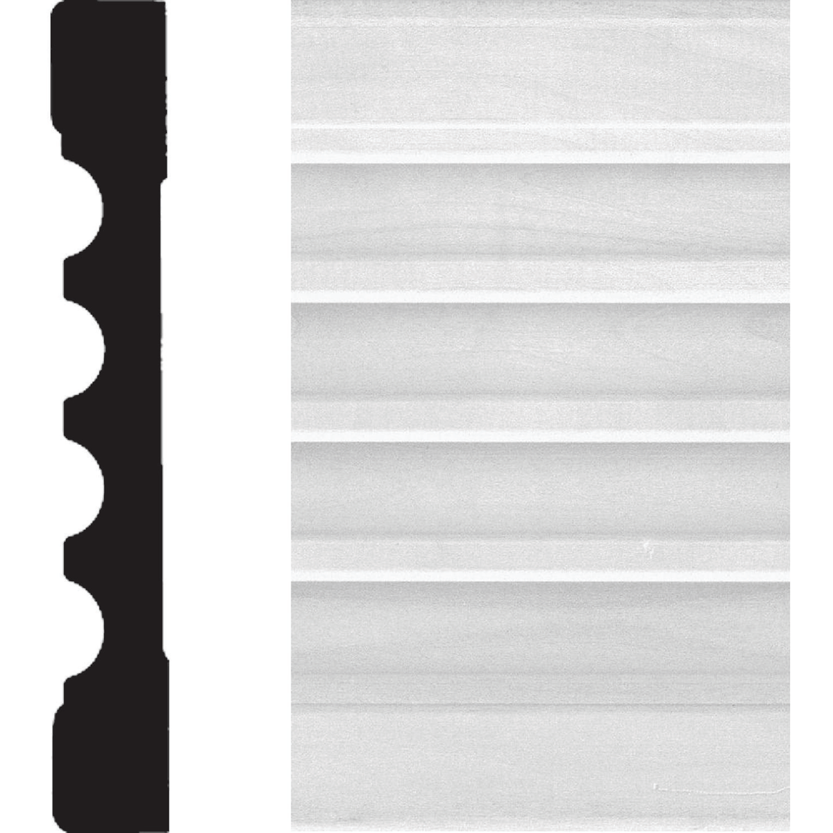 House of Fara 3/4 In. W. x 5-1/4 In. H. x 8 Ft. L. White MDF Fluted Casing Molding