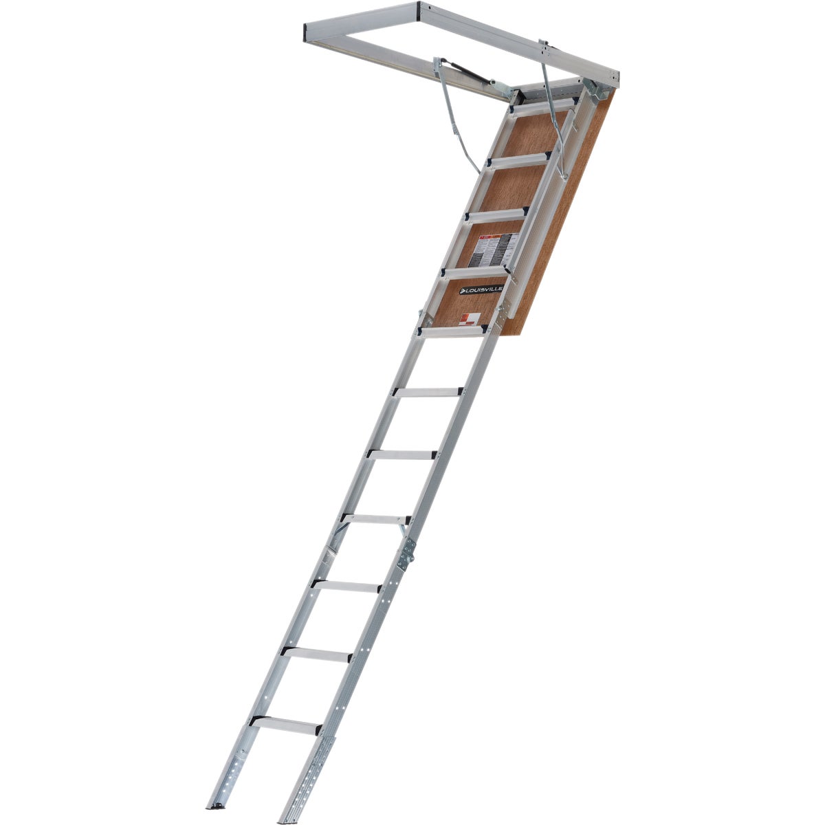Louisville Ladder Energy 7 Ft. 8 In. to 10 Ft. 3 In. 30 In. x 54 In. Fire Retardant Door Aluminum Attic Stairs, 375 Lb. Load