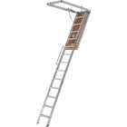 Louisville Everest 10 Ft. to 12 Ft. 25-1/2 In. x 63 In. Aluminum Attic Stairs with Aluminum Frame, 375 Lb. Load Image 1