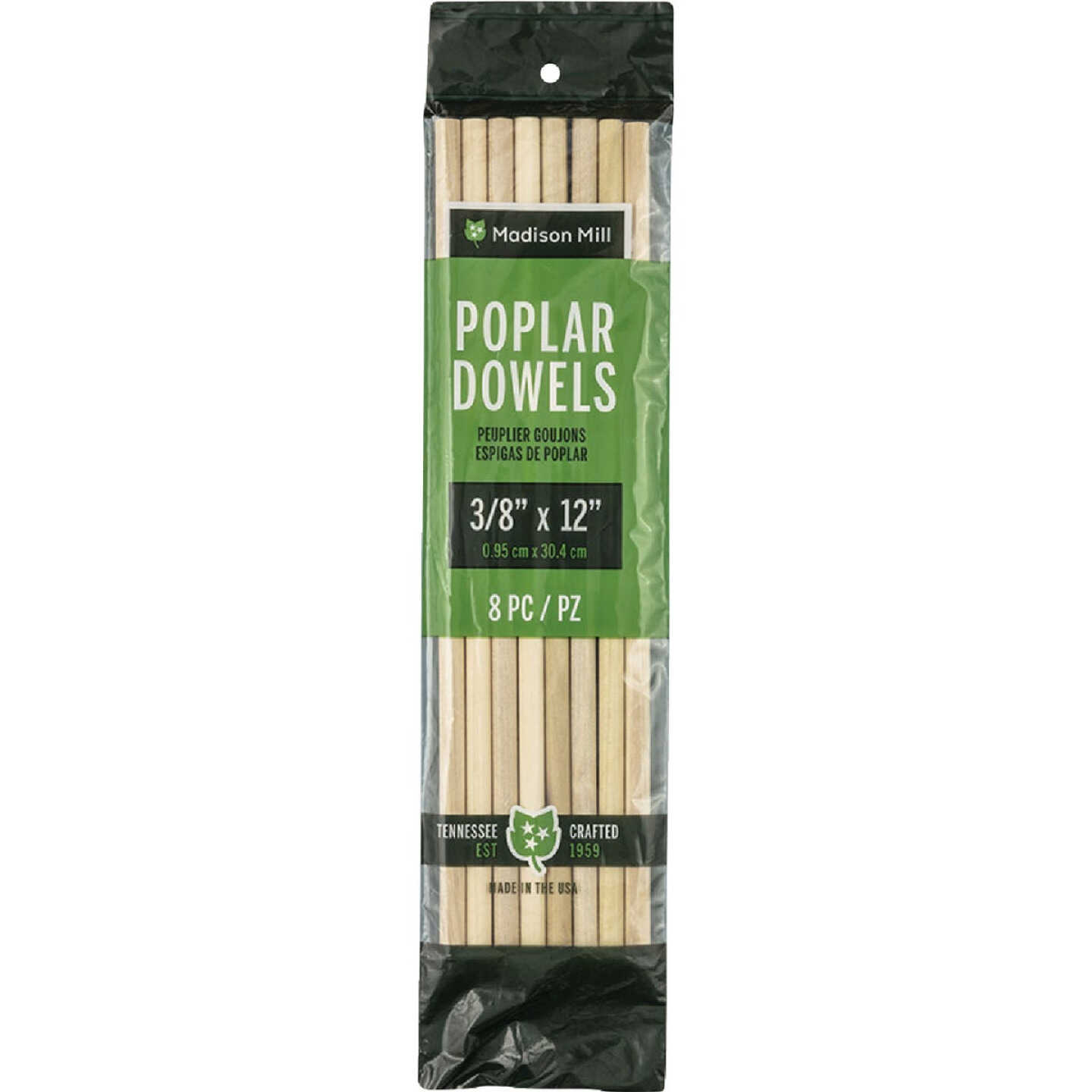Madison Mill 3/8 In. x 12 In. Poplar Dowel Rod (8 Pieces) Image 1