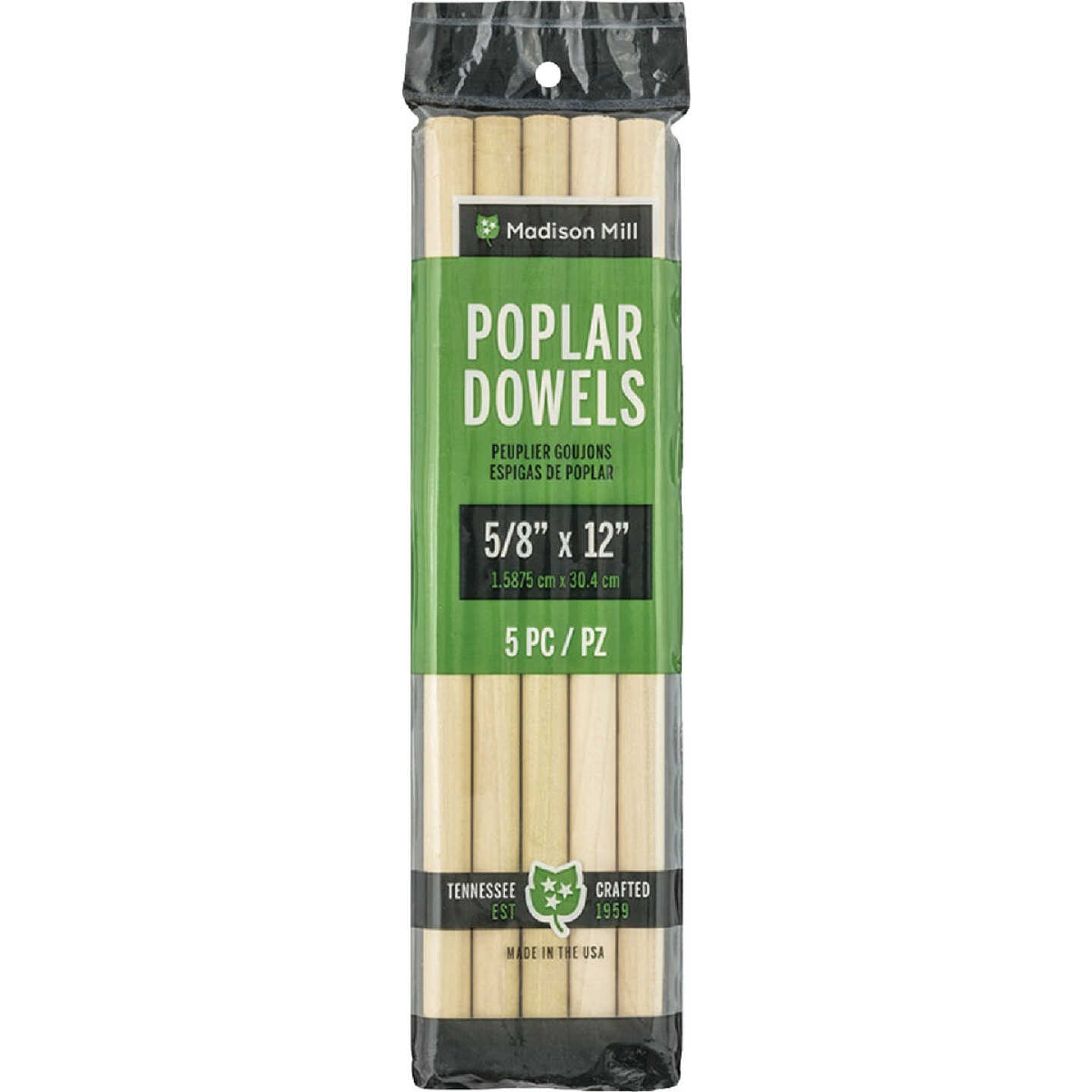 Madison Mill 5/8 In. x 12 In. Poplar Dowel Rod (5 Pieces) Image 1