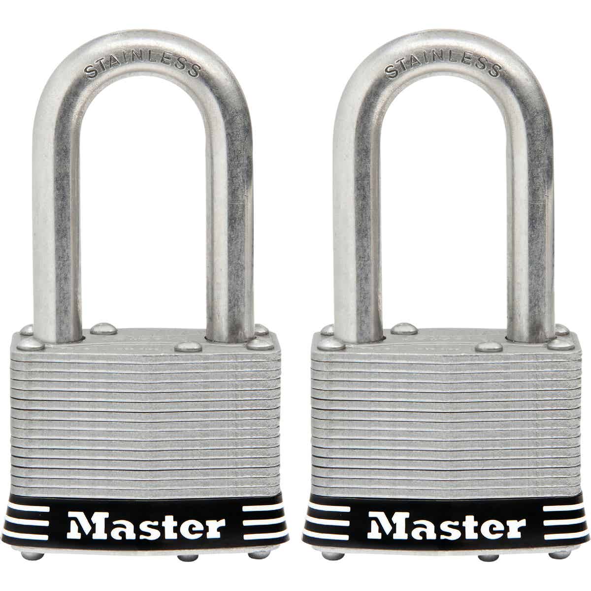 Master Lock 1-3/4 In. Laminated Stainless Steel Keyed Padlock with 1-1/2 In. Shackle (2-Pack) Image 1