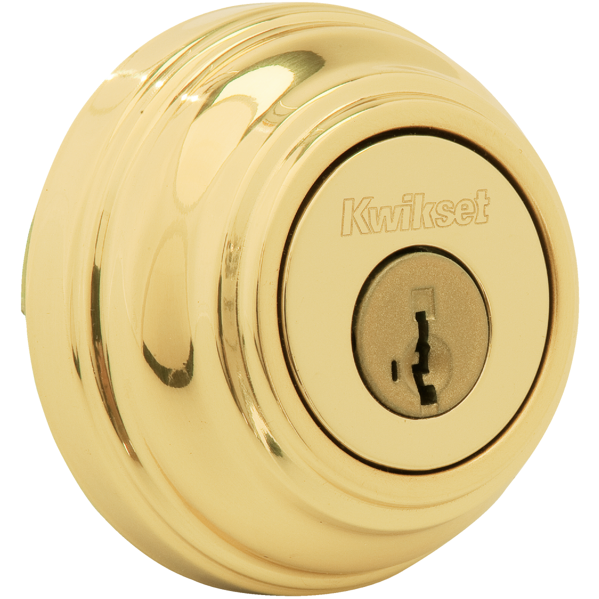 Kwikset Signature Series Polished Brass Single Cylinder Deadbolt Image 5