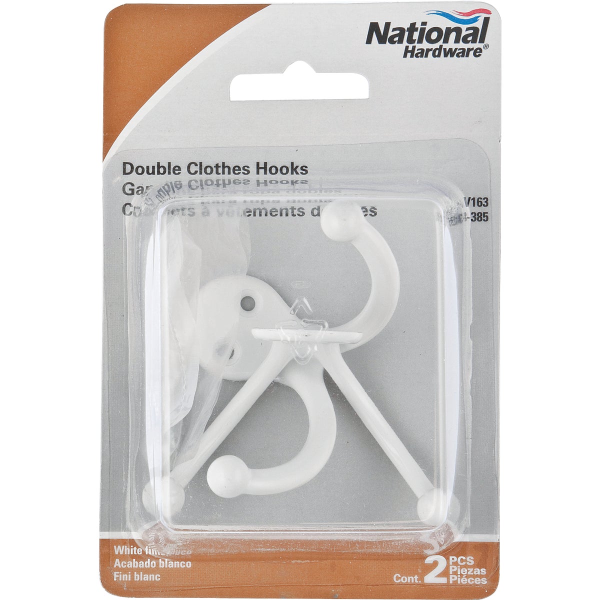 National Hardware White Double Clothes Hook (2-Pack) Image 2