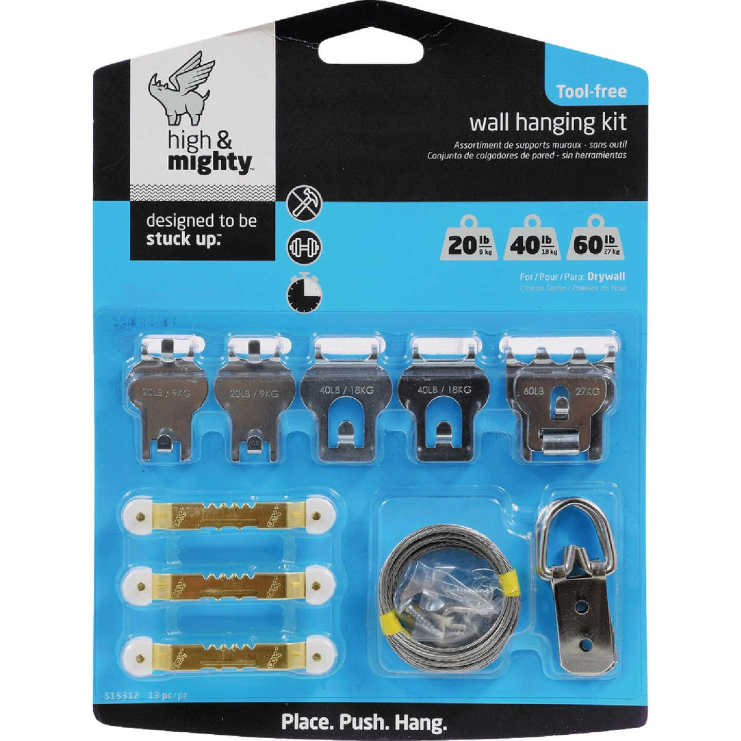 High and Mighty 20 Lb. to 60 Lb. Picture Hanger Kit (13-Piece) Image 1