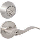 Steel Pro Brushed Nickel Single Cylinder Deadbolt and Lever Combo Image 1