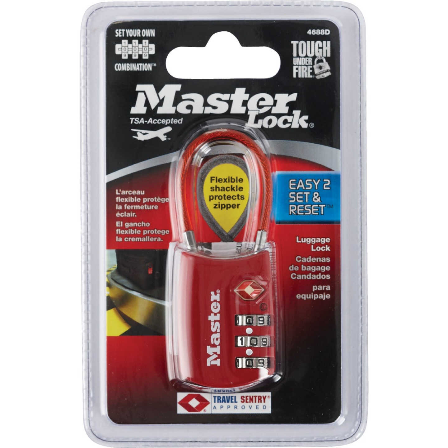 Master Lock 1.19 In. Steel Shackle Combination Padlock (TSA Accepted) Image 2