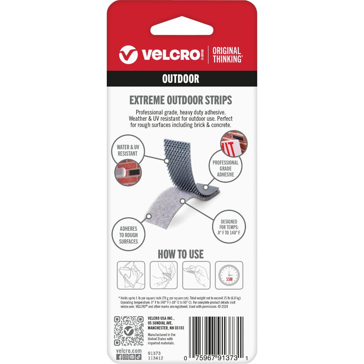 VELCRO Brand Industrial Strength Extreme Black 2 In. x 4 In. Adhesive Hook & Loop Strip (2 Ct.) Image 4