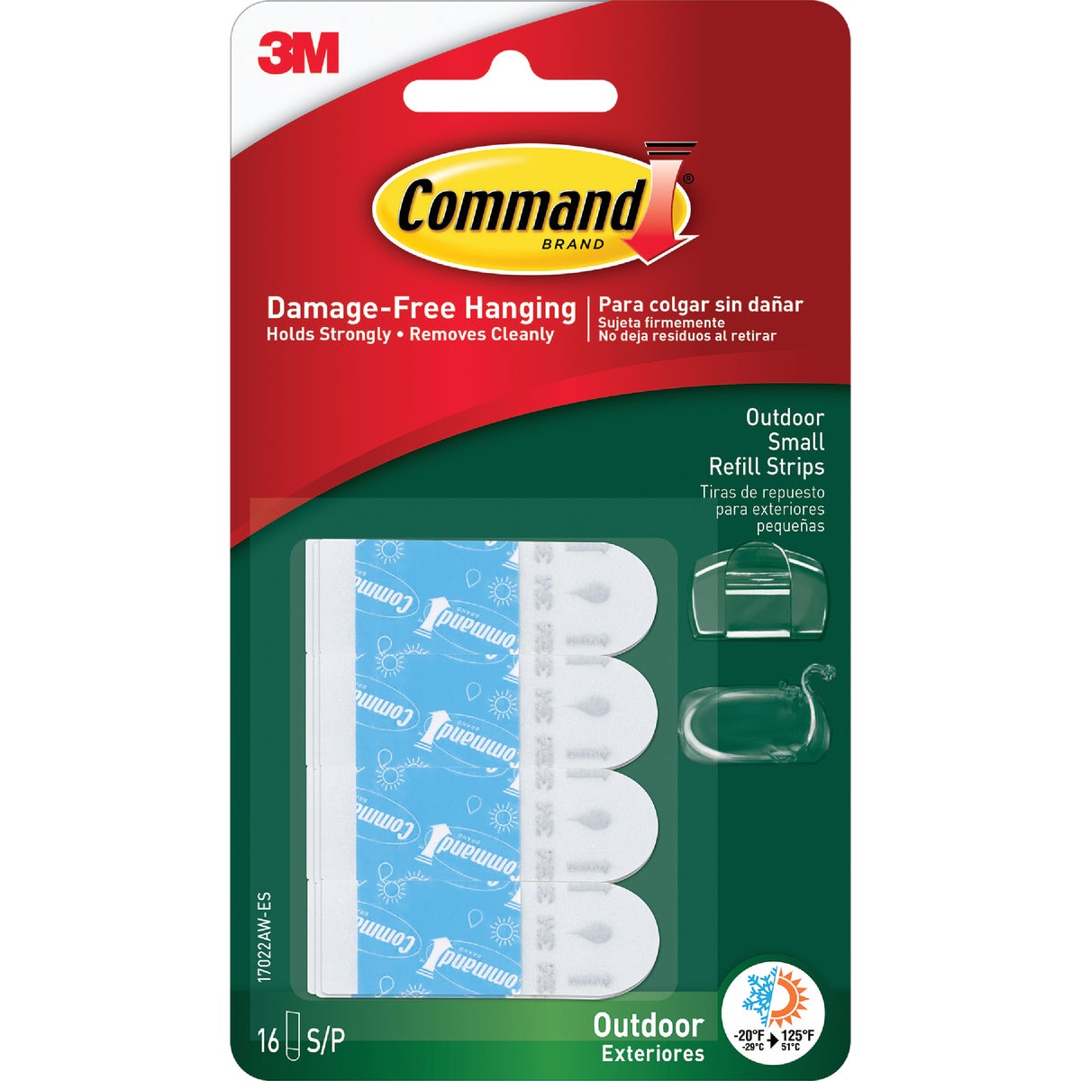 Command Outdoor Small Adhesive Strip, 16 Strips Image 2