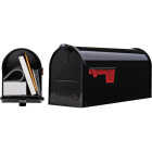 Gibraltar Elite Series T1 Black Steel Rural Post Mount Mailbox Image 1