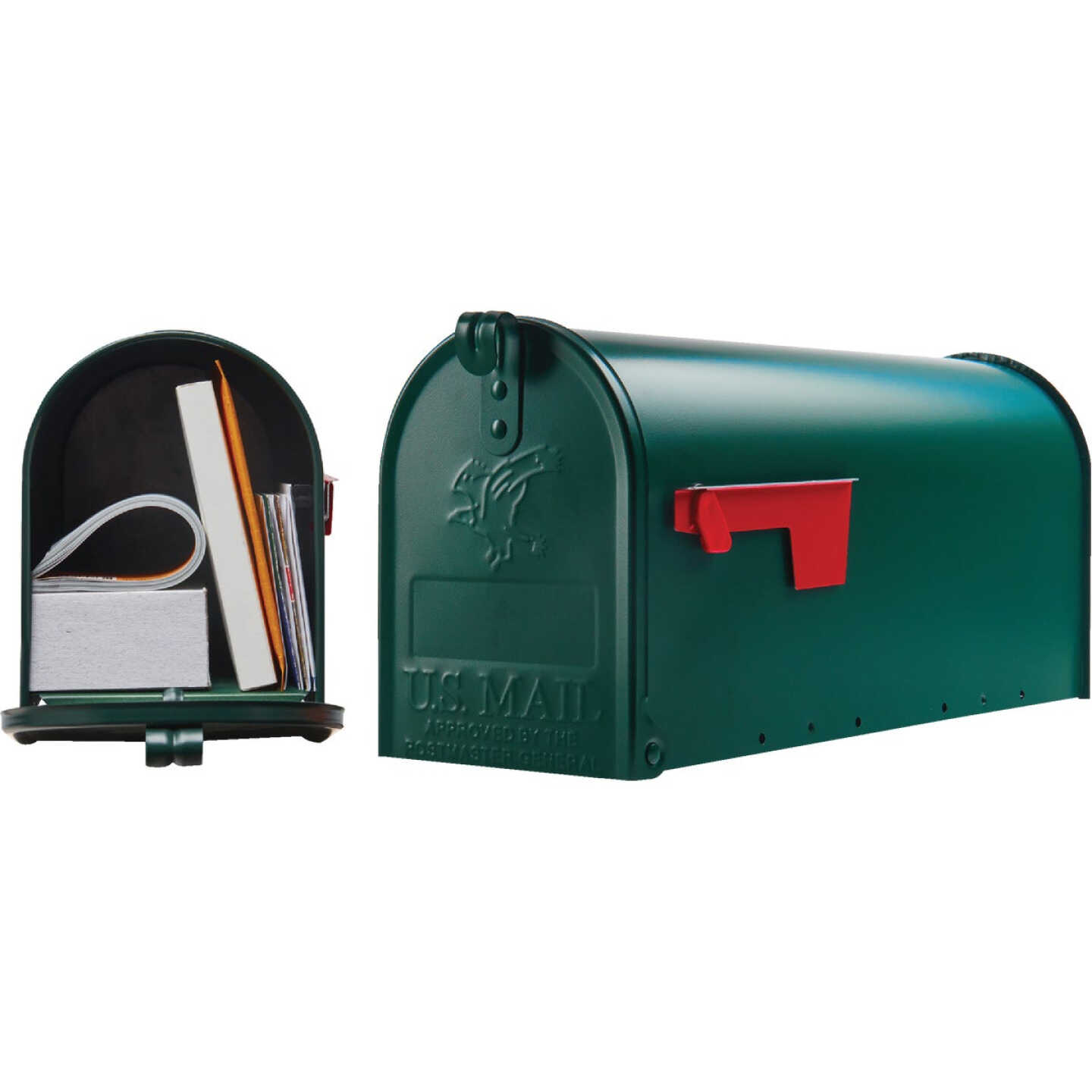 Gibraltar Elite T1 Green Steel Rural Post Mount Mailbox Image 1