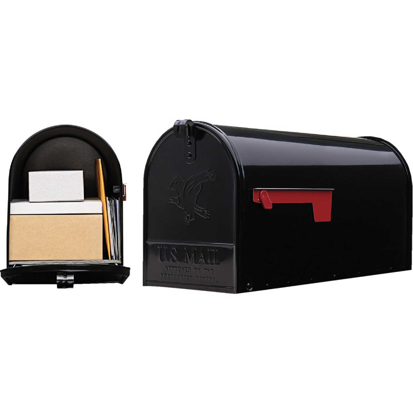 Gibraltar Elite T2 Large Black Steel Rural Post Mount Mailbox Image 1