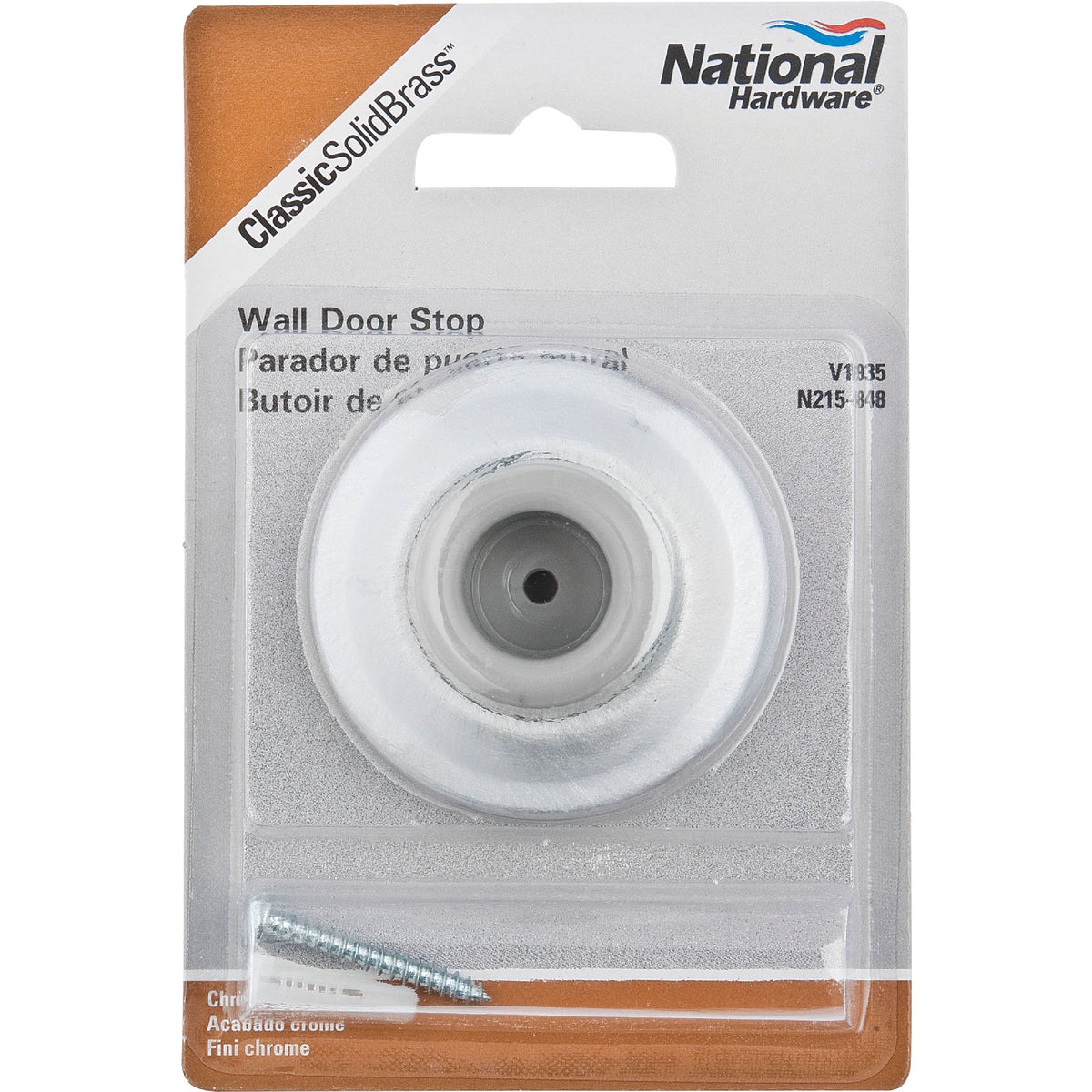 National Hardware Chrome Wall Door Stop Image 2