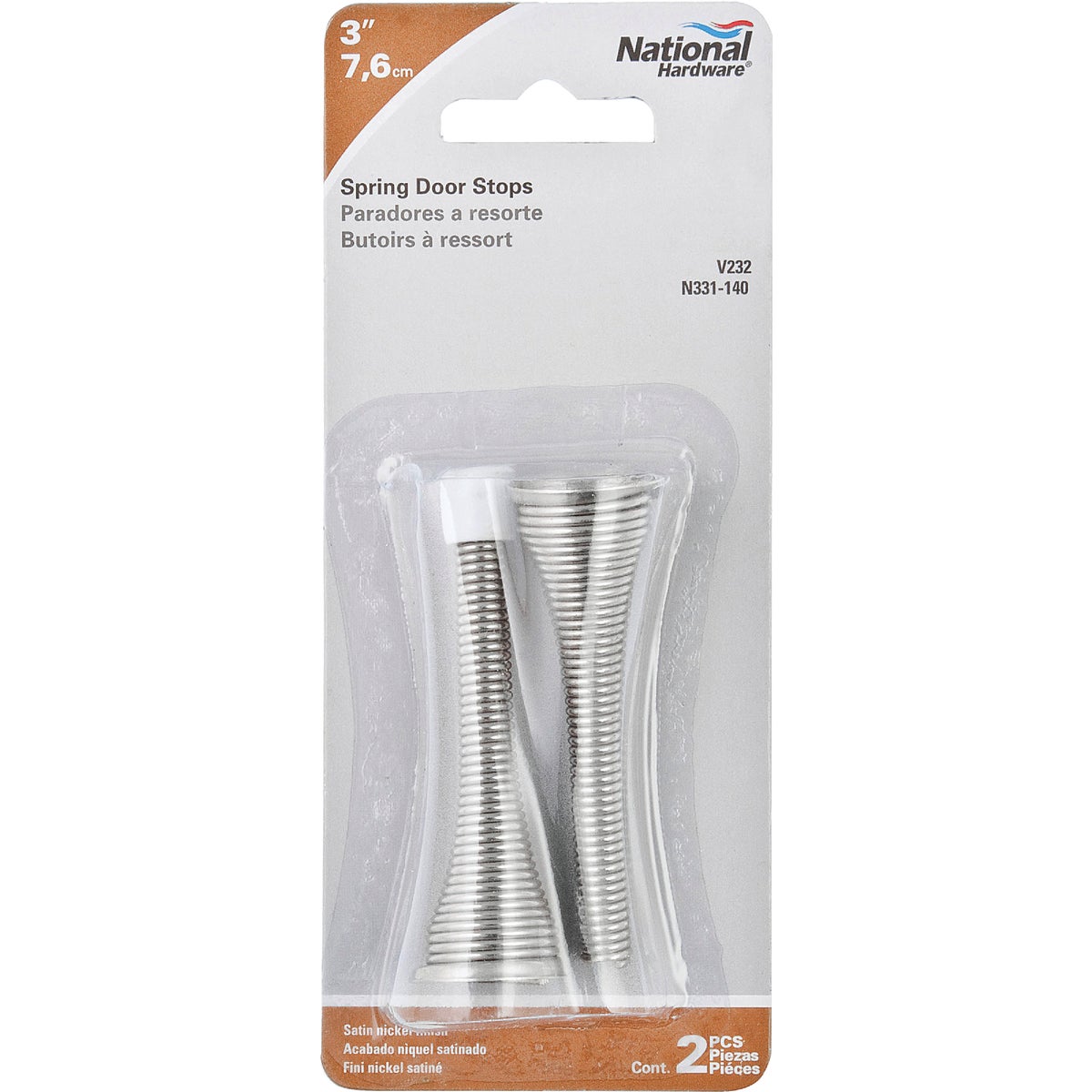 National Hardware 3 In. Satin Nickel Spring Door Stop (2-Count) Image 2
