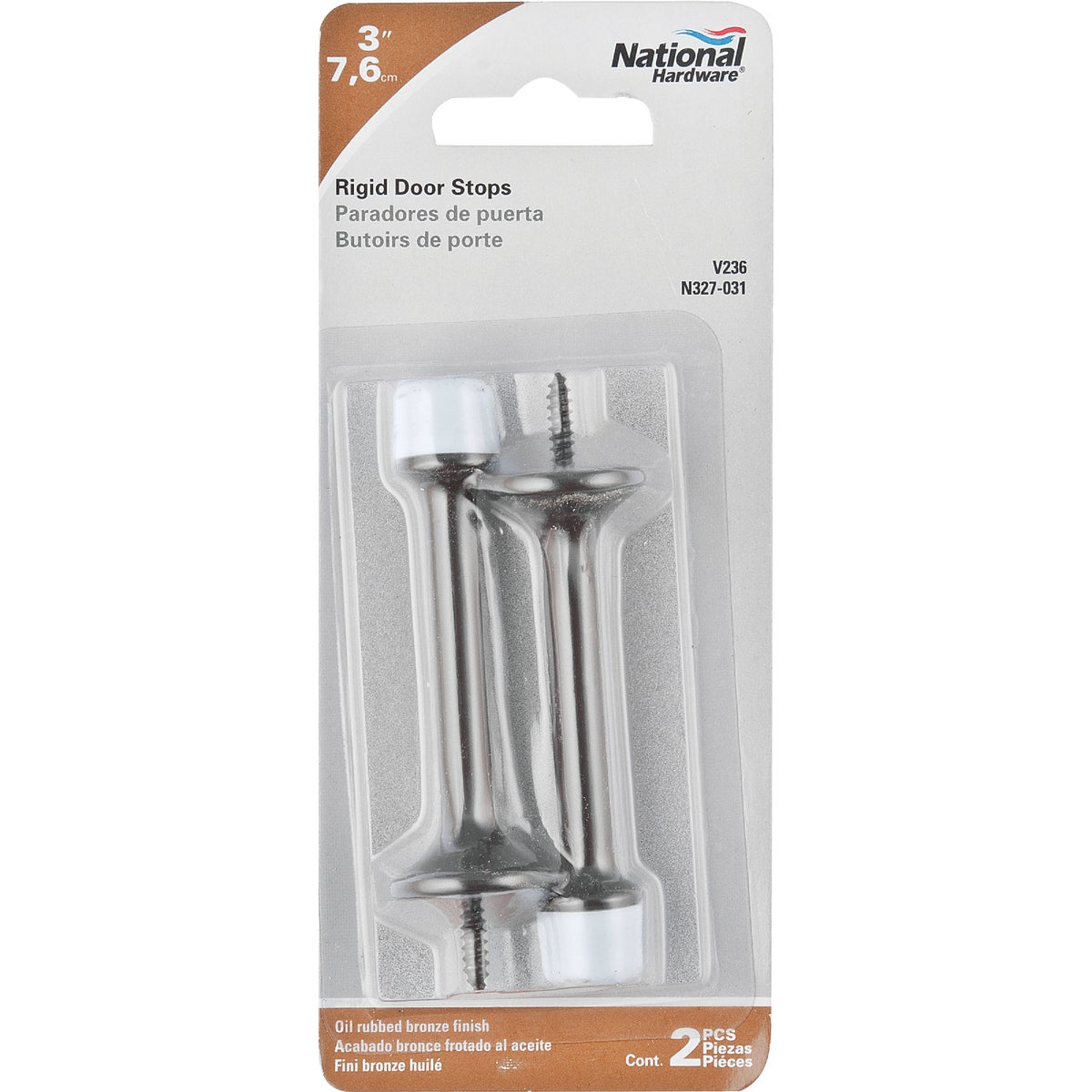 National Hardware 3 In. Oil Rubbed Bronze Rigid Door Stop (2-Count) Image 2
