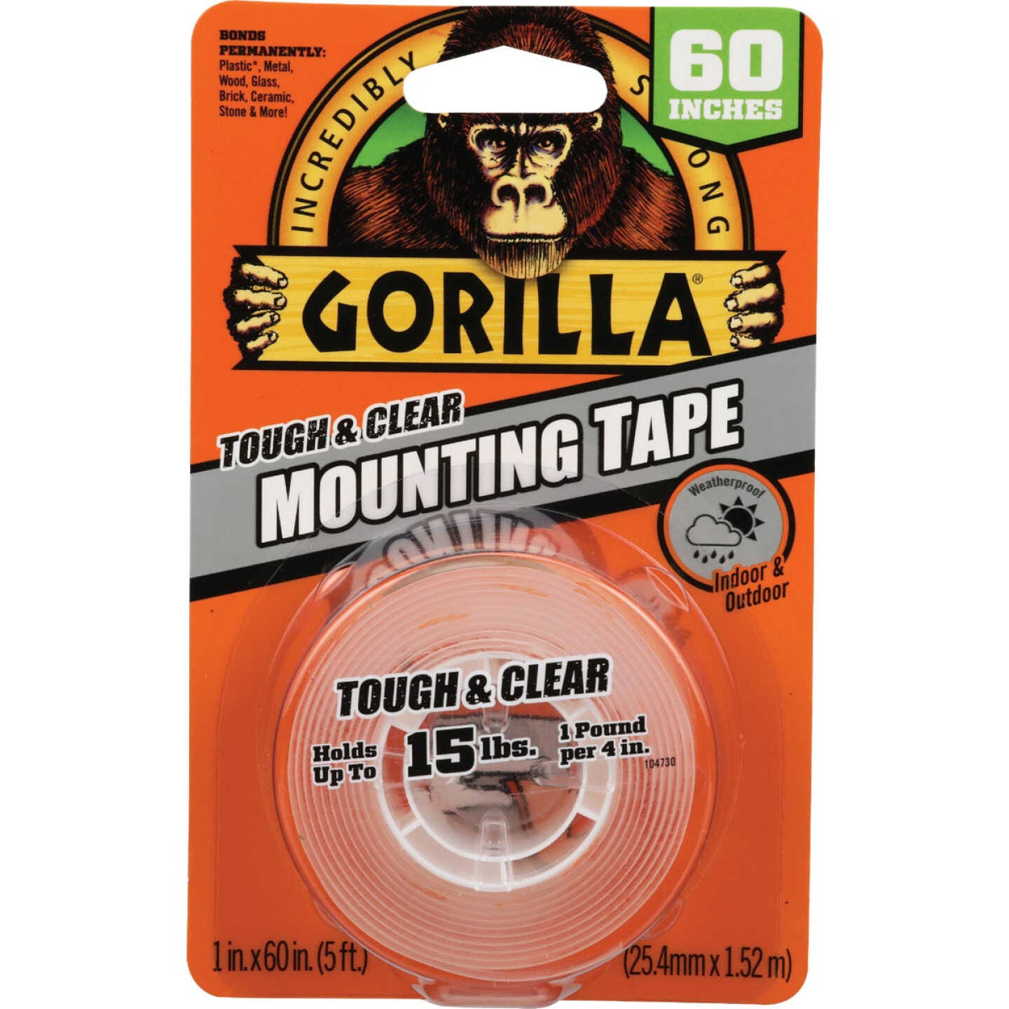 Gorilla 1 In. x 60 In. Tough & Clear Double-Sided Mounting Tape (15 Lb. Capacity) Image 1
