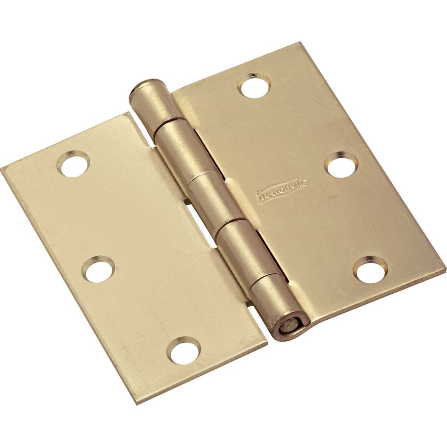 National Hardware 3 In. Square Satin Brass Door Hinge Image 1