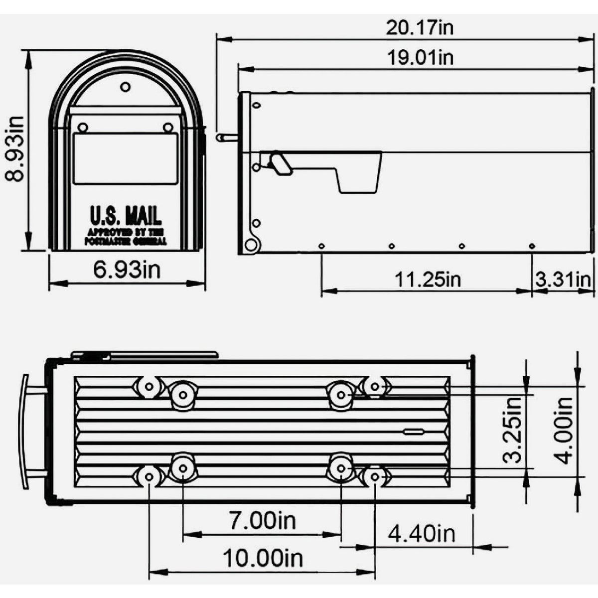 Gibraltar Franklin Venetian Bronze Steel Rural Post Mount Mailbox Image 4