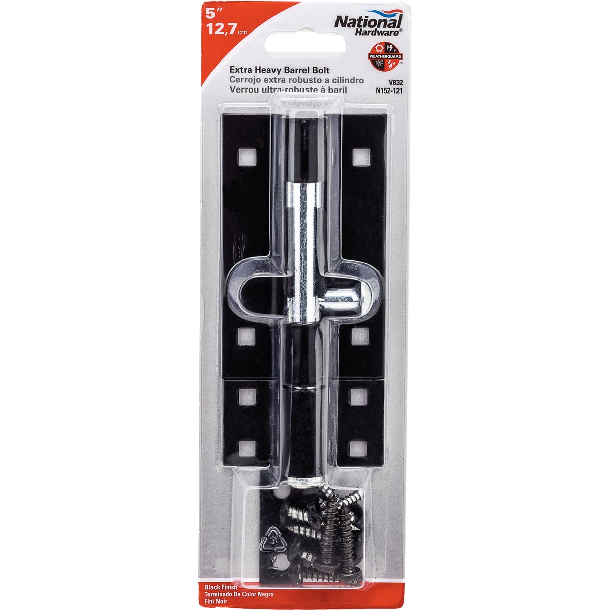 National Hardware 5 In. Black Extra Heavy Door Barrel Bolt Image 2