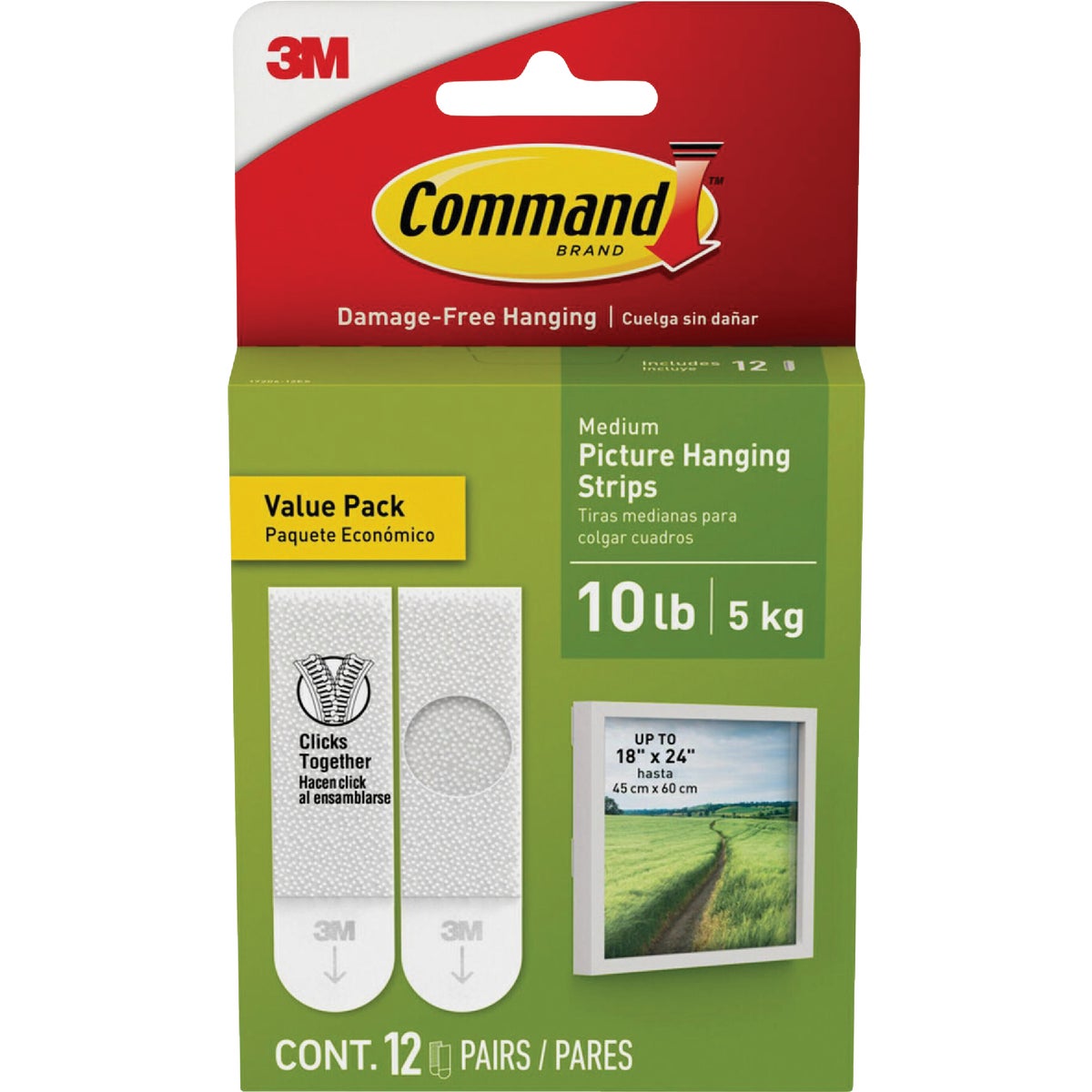 Command 10 lb White Picture Hanging Strips Value Pack, 12 Pairs Image 1