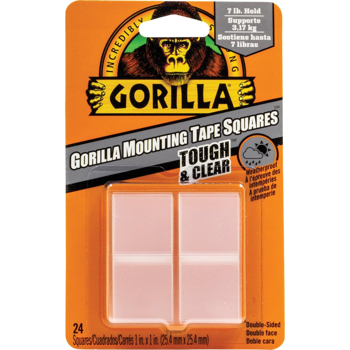Gorilla Glue 1 In. x 1 In. 7 Lb. Capacity Permanent Clear Mounting Squares (24-Pack)