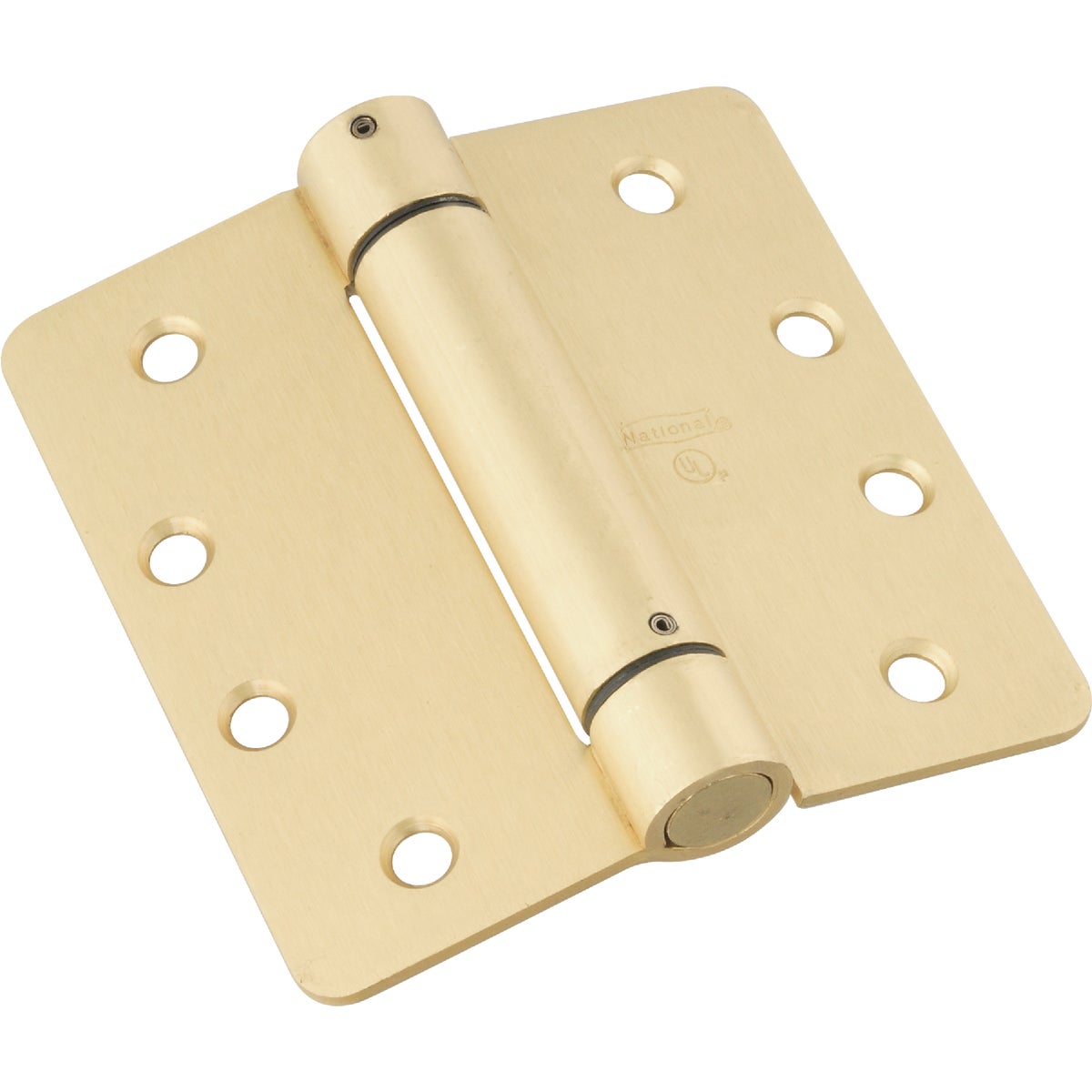 National Hardware 4 In. 1/4 In. Radius Brass Spring Door Hinge Image 1