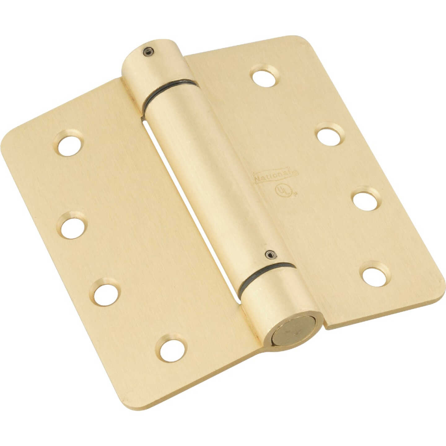 National Hardware 4 In. 1/4 In. Radius Brass Spring Door Hinge Image 1