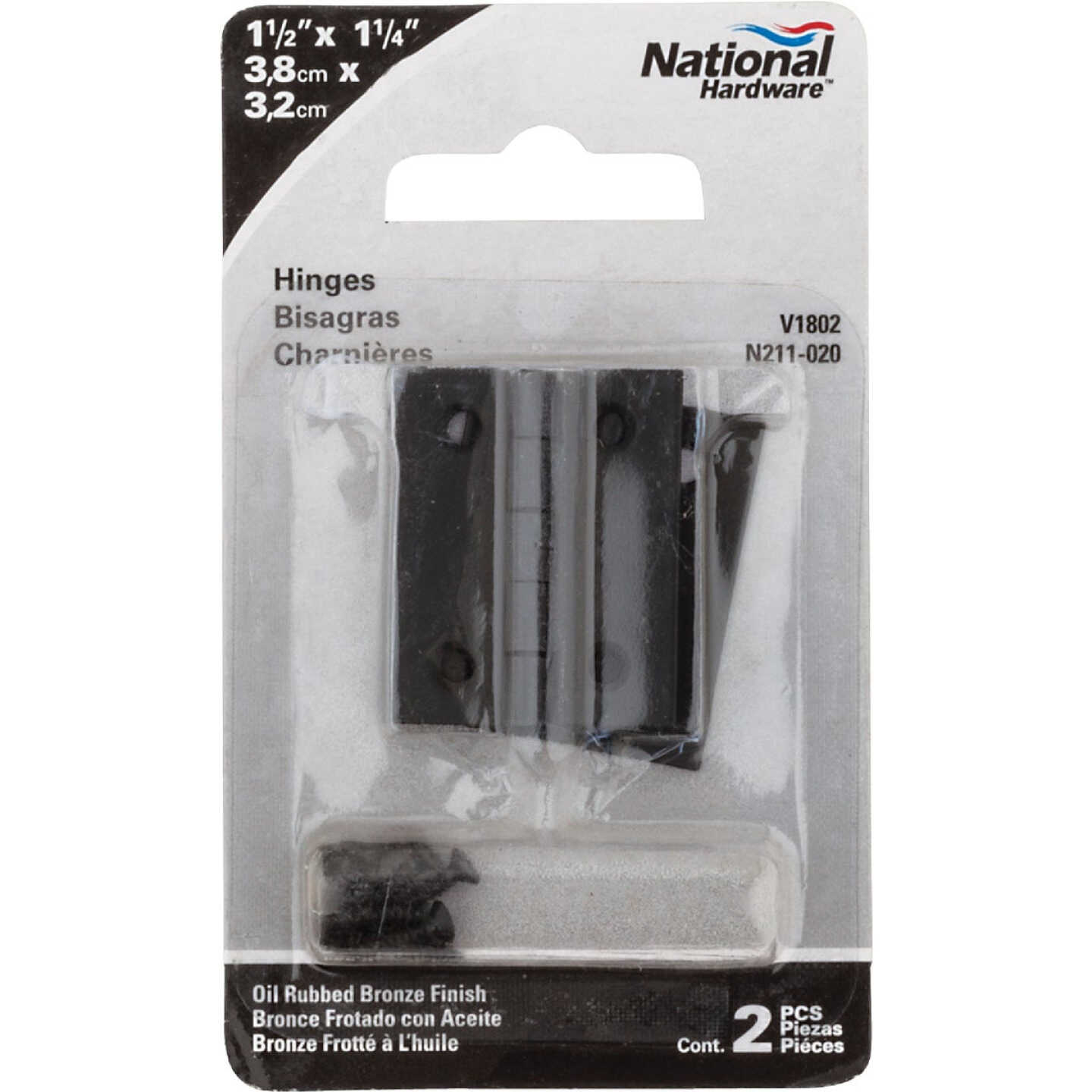 National Hardware 1-1/2 In. X 1-1/4 In. Oil Rubbed Bronze Broad Hinge (2-Pack) Image 2