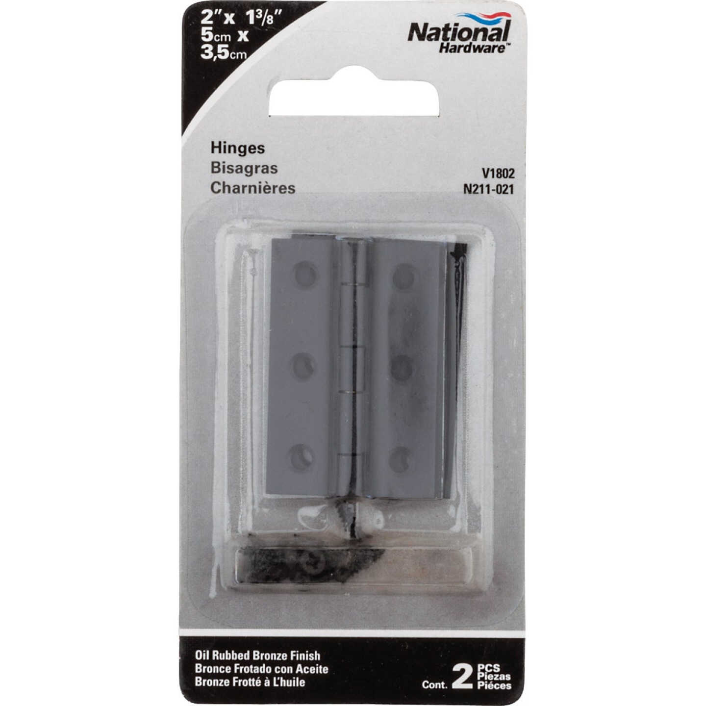 National Hardware 2 In. X 1-3/8 In. Oil Rubbed Bronze Broad Hinge (2-Pack) Image 2