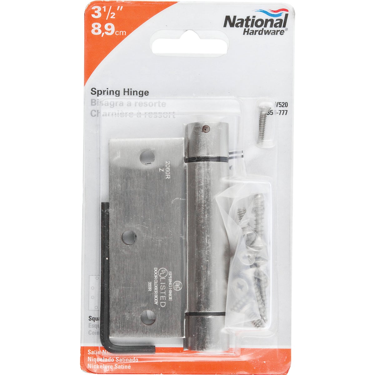 National Hardware 3-1/2 In. Satin Nickel Square Spring Door Hinge Image 2