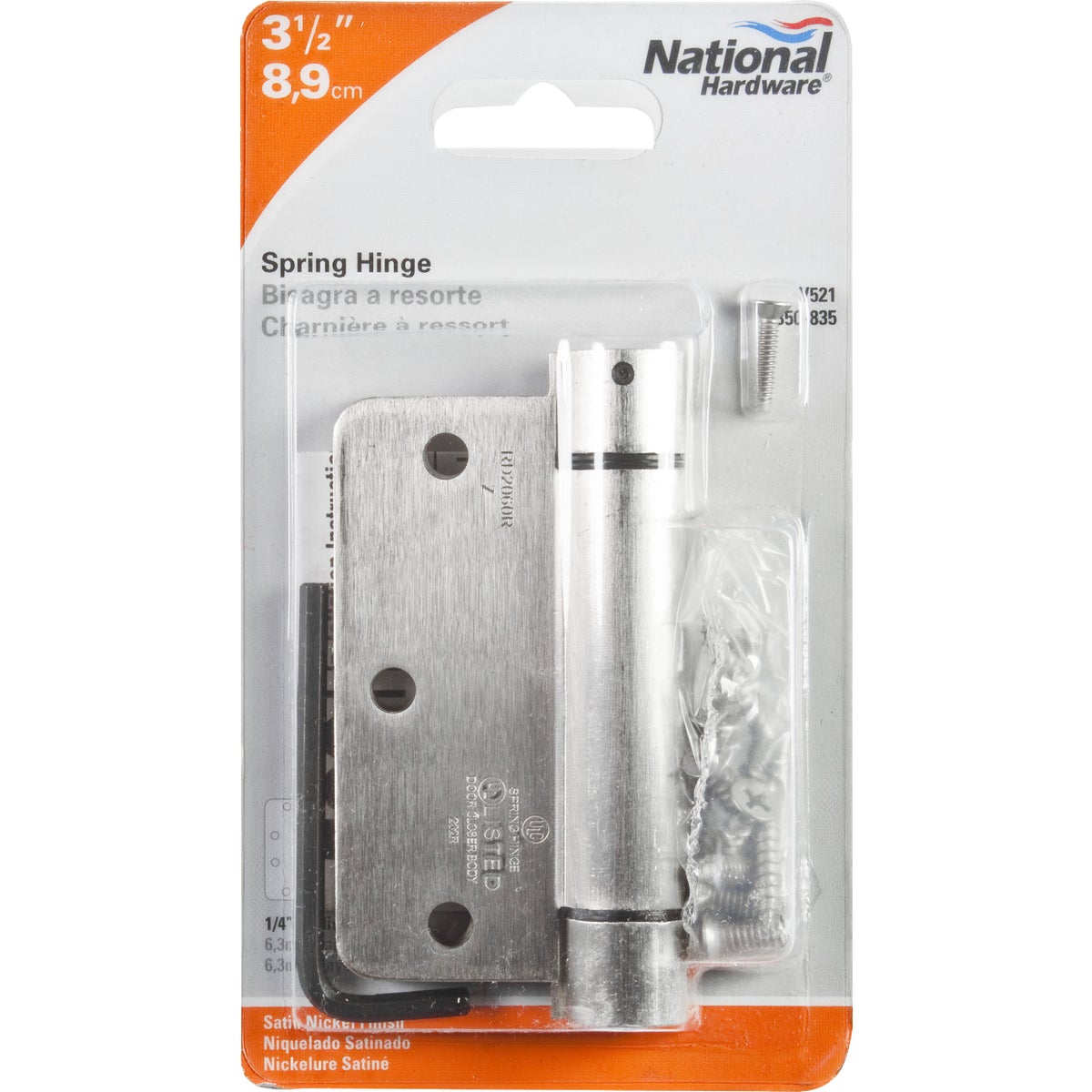 National Hardware 3-1/2 In. Satin Nickel 1/4 In. Radius Spring Door Hinge Image 2