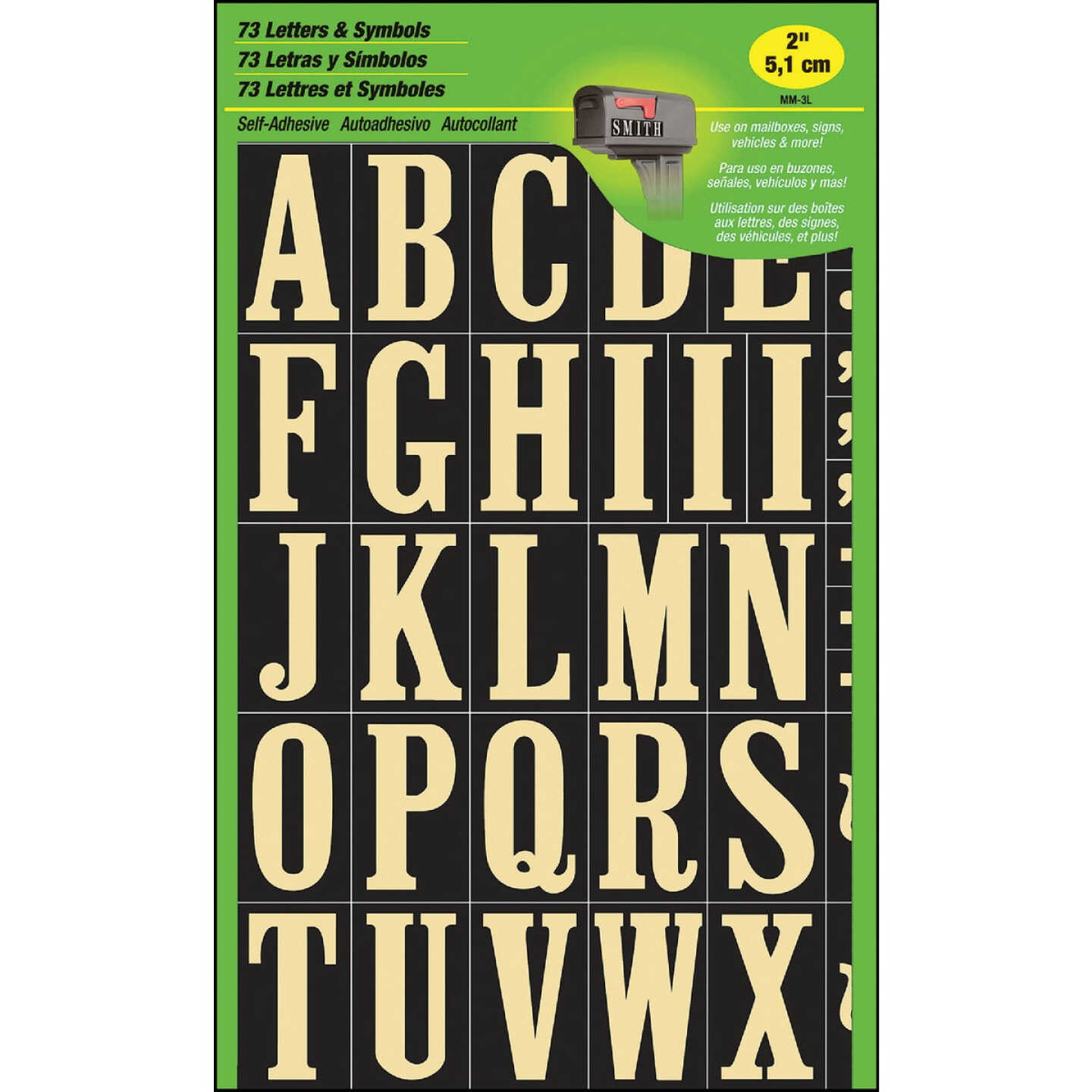 Hy-Ko Self-Adhesive Polyester 2 In. Gold Letter Set Image 1