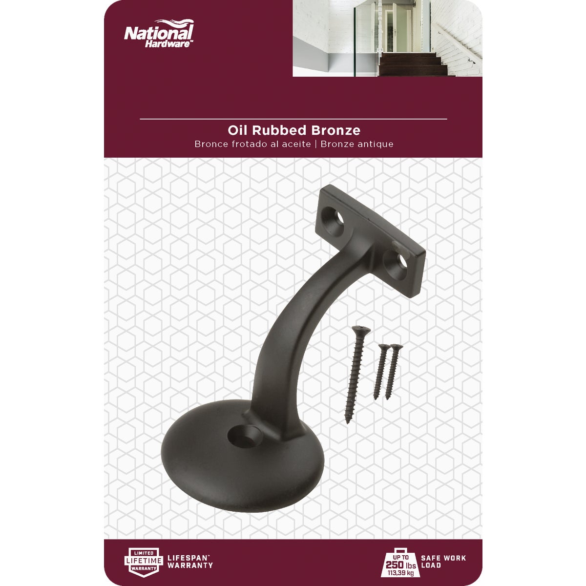 National Hardware Oil Rubbed Bronze Zinc Handrail Bracket Image 2