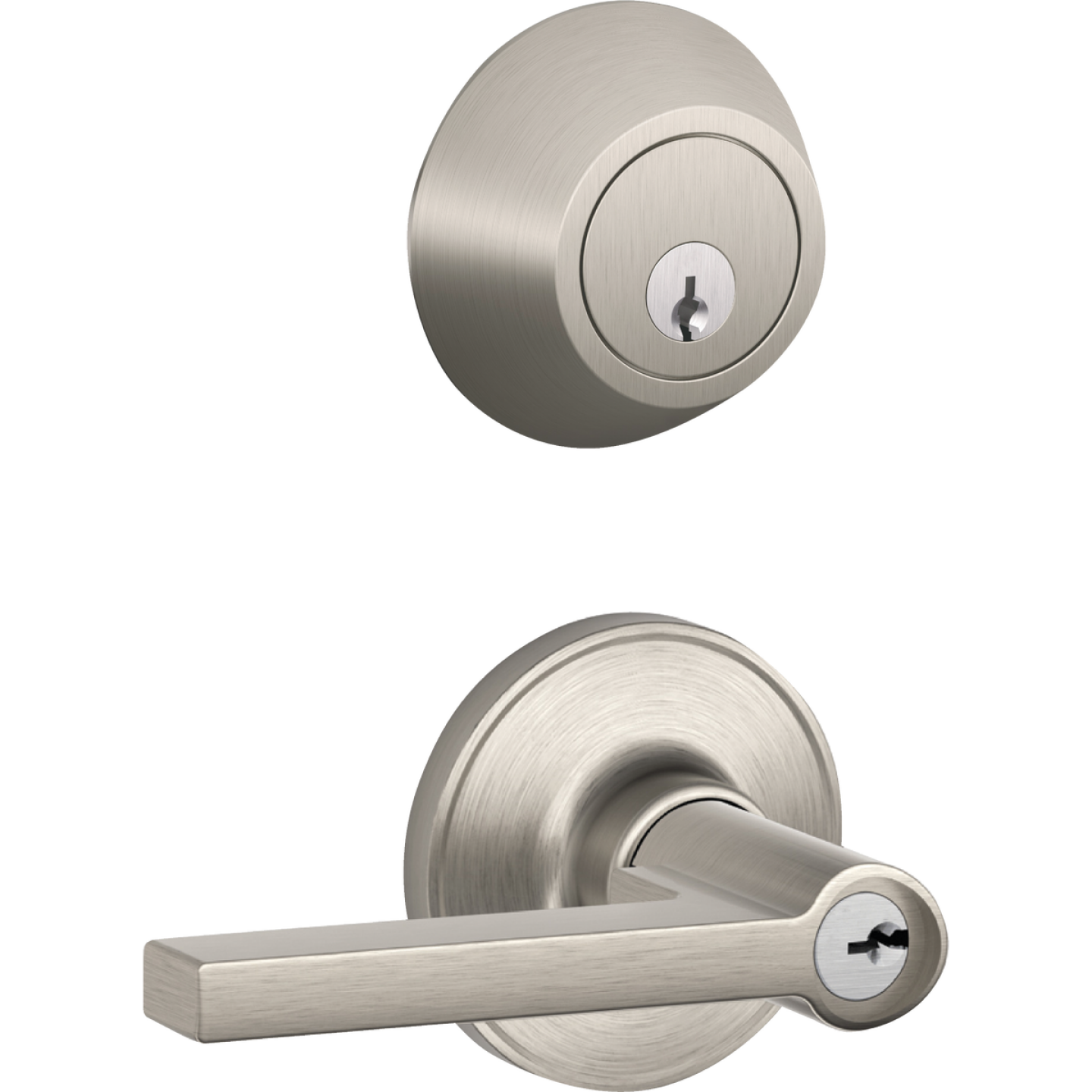 Dexter Solstice Satin Nickel Single Cylinder Deadbolt & Door Lever Combo Image 1