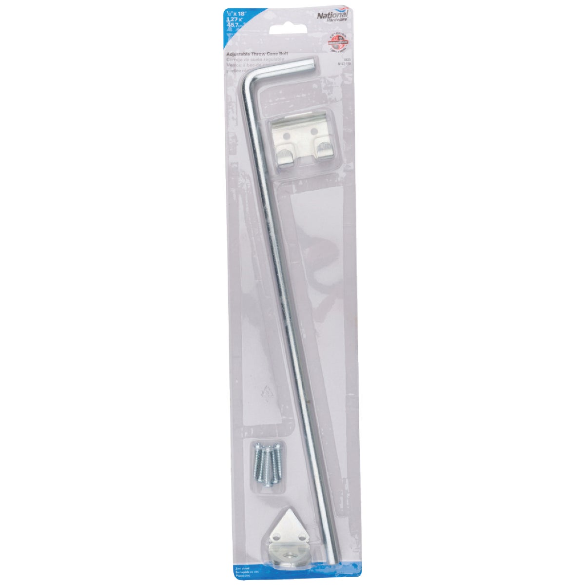 National Hardware 1/2 In. X 18 In. Zinc Plated Steel Cane Bolt Image 2