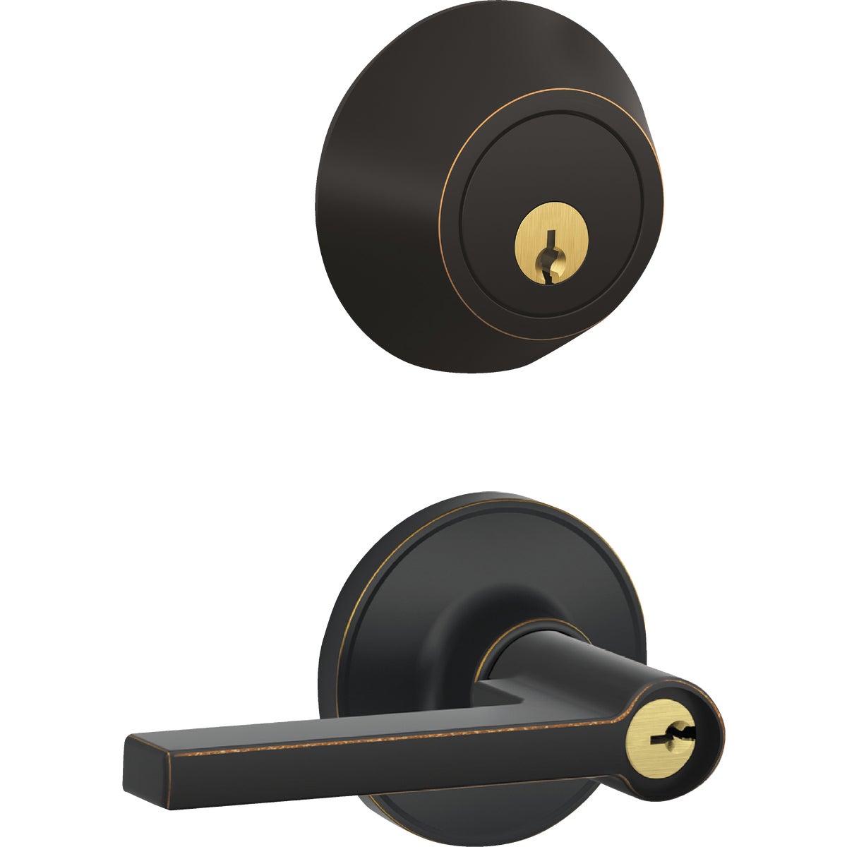 Dexter Solstice Aged Bronze Single Cylinder Deadbolt & Door Lever Combo