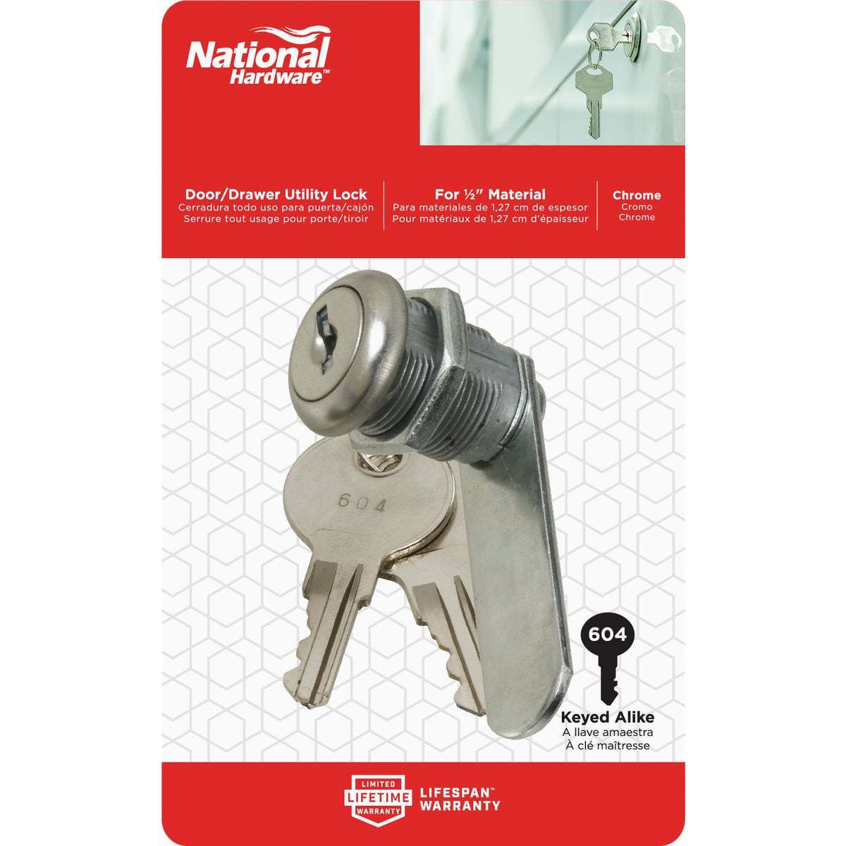 National Hardware 1/2 In. Chrome Utility Lock Image 2