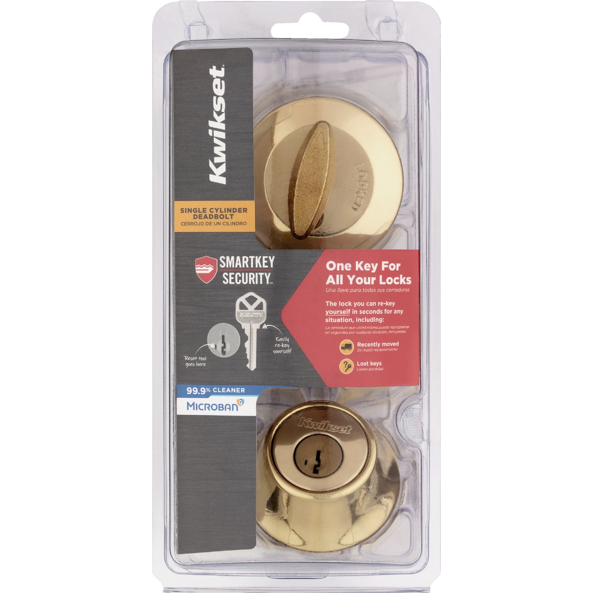 Kwikset 660 Single Cylinder Deadbolt with SmartKey, Polished Brass Image 2