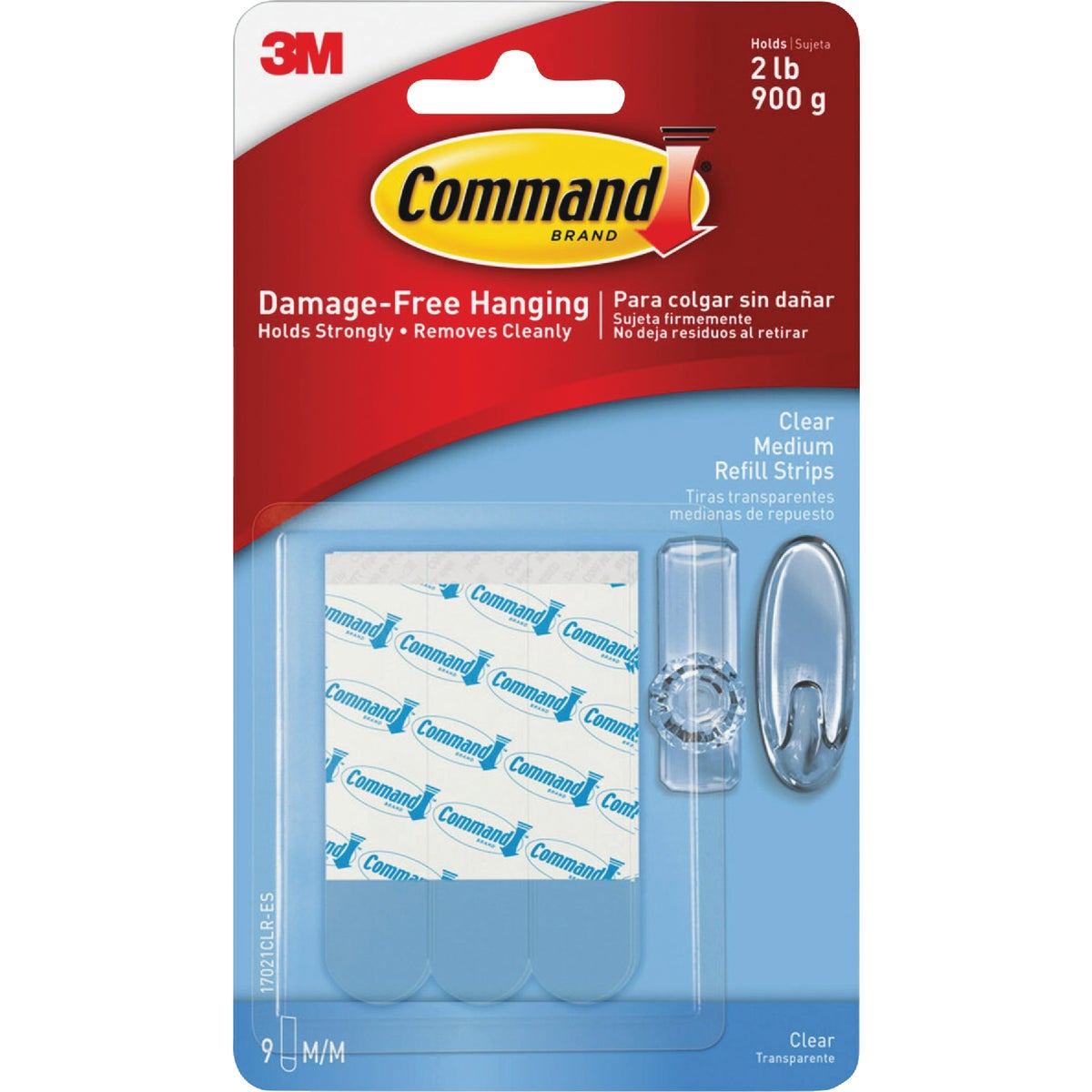 Command Medium Adhesive Strips, Clear, 12 Strips Image 1