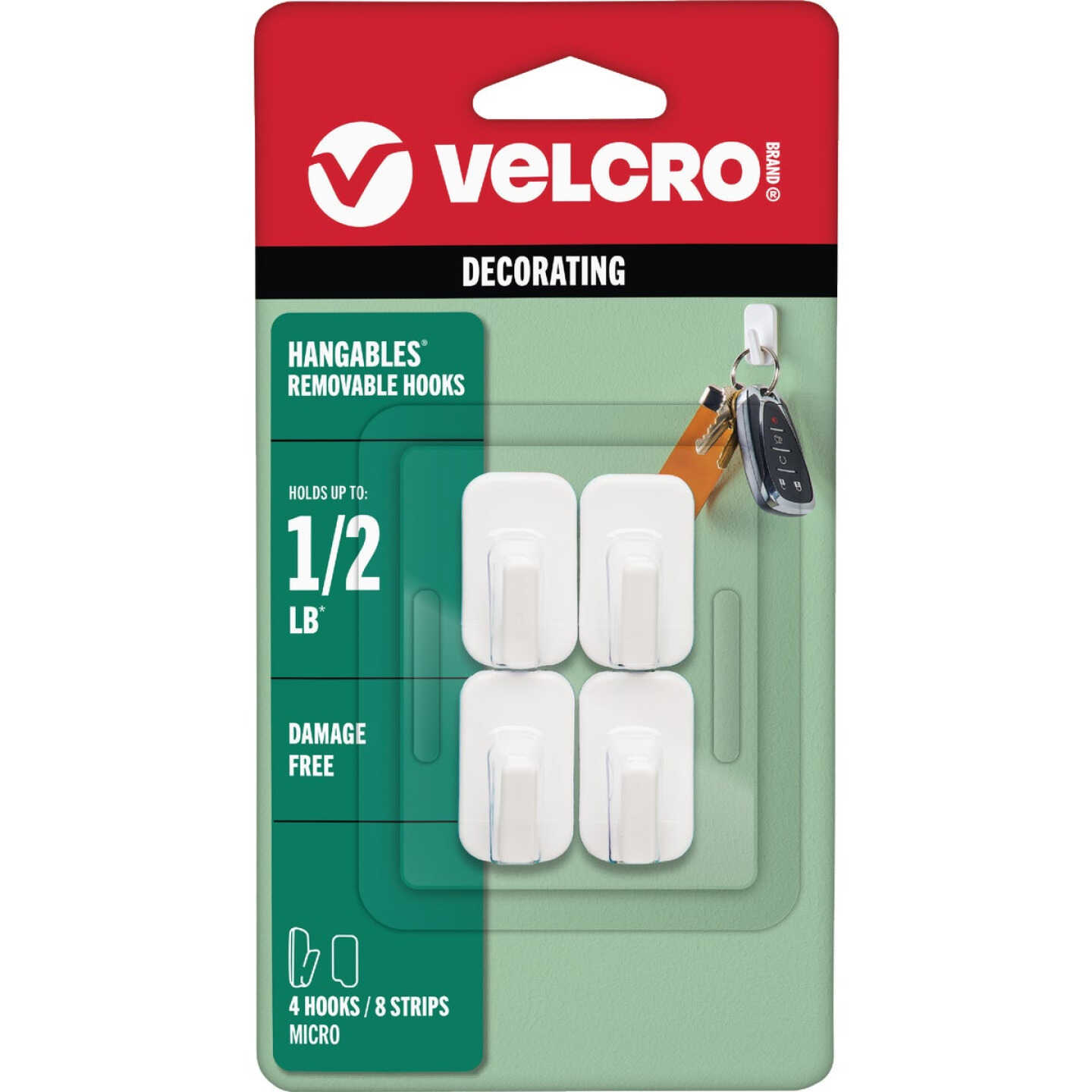 Velcro Brand Hangables 1/2 Lb. Capacity White Removable Micro Hook (4 Count) Image 1