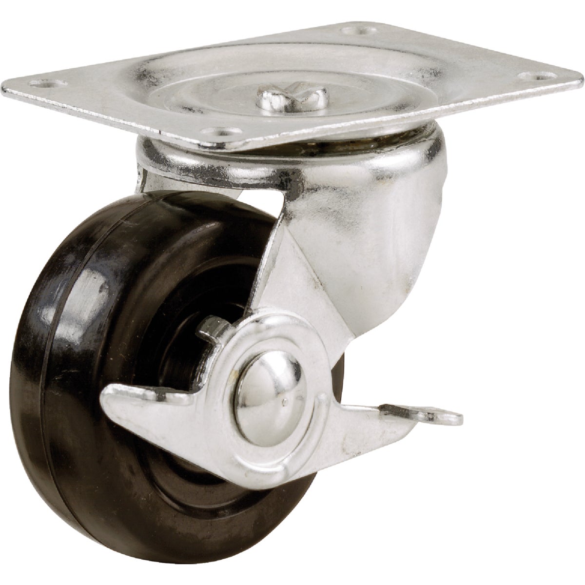 Shepherd Hardware 2 In. General-Duty Soft Rubber Swivel Plate Caster with Brake