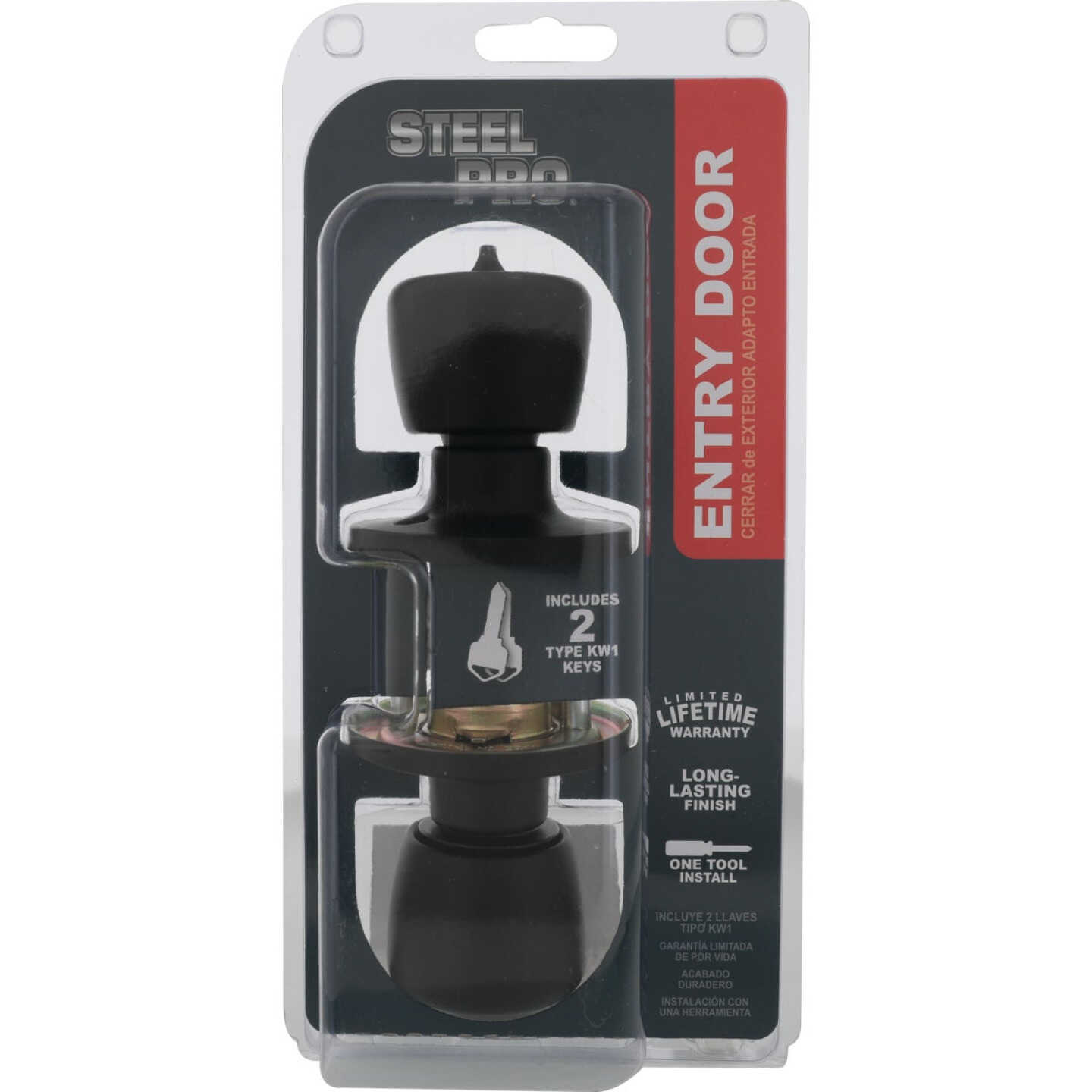 Steel Pro Matte Black Tulip Entry Door Knob Image 2