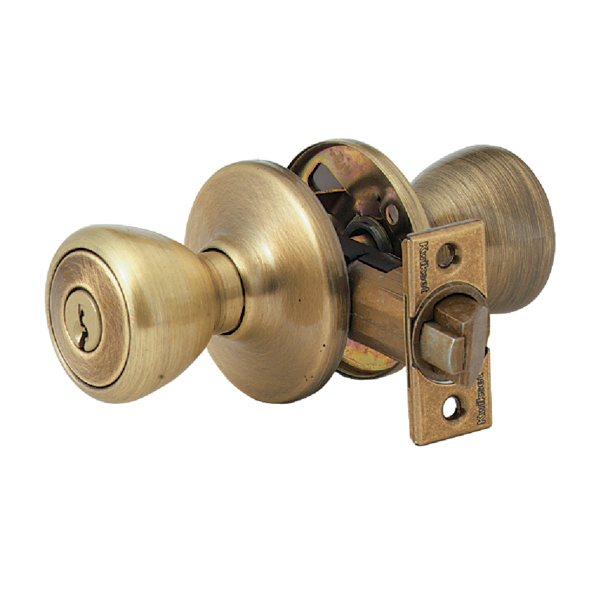 Kwikset Tylo Antique Brass Entry Door Knob  Image 1